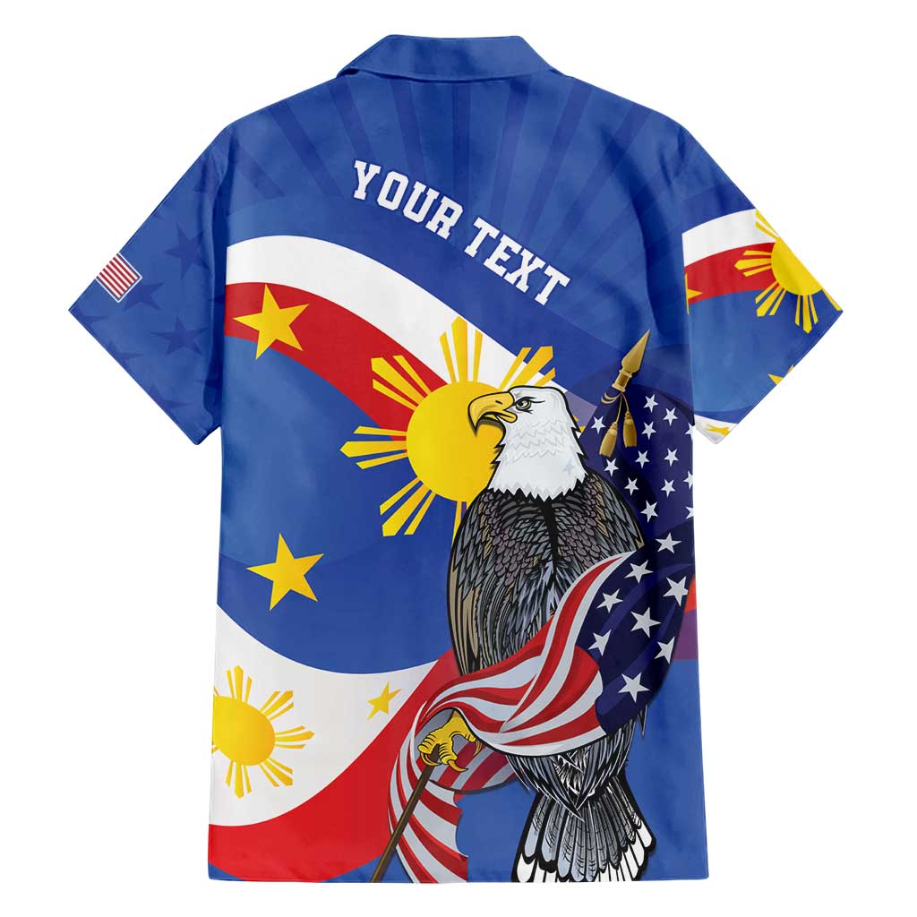 Personalized Filipino-American Family Matching Short Sleeve Bodycon Dress and Hawaiian Shirt Philippines Coat Of Arms with Bald Eagle LT9 - Polynesian Pride