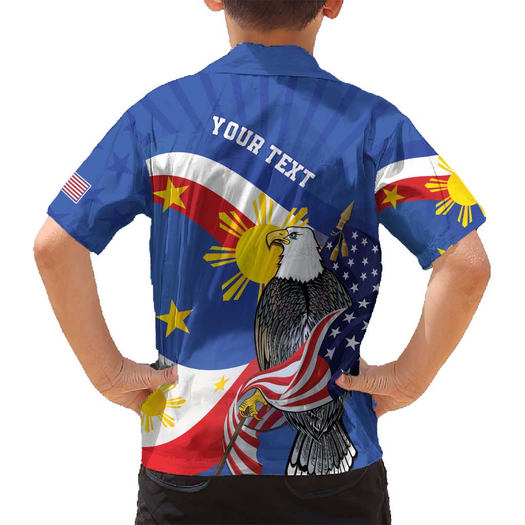 Personalized Filipino-American Family Matching Summer Maxi Dress and Hawaiian Shirt Philippines Coat Of Arms with Bald Eagle LT9 - Polynesian Pride