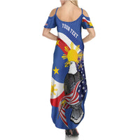 Personalized Filipino-American Family Matching Summer Maxi Dress and Hawaiian Shirt Philippines Coat Of Arms with Bald Eagle LT9 - Polynesian Pride