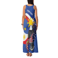 Personalized Filipino-American Family Matching Tank Maxi Dress and Hawaiian Shirt Philippines Coat Of Arms with Bald Eagle LT9 - Polynesian Pride