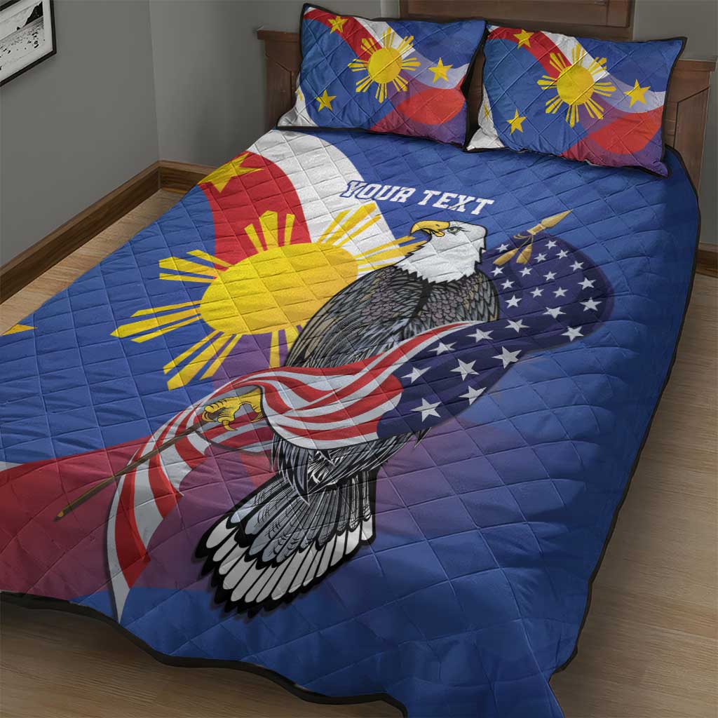 Personalized Filipino-American Quilt Bed Set Philippines Coat Of Arms with Bald Eagle LT9 - Polynesian Pride
