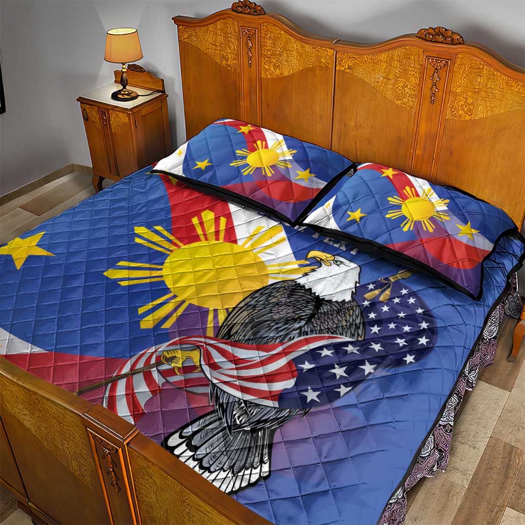 Personalized Filipino-American Quilt Bed Set Philippines Coat Of Arms with Bald Eagle LT9 - Polynesian Pride