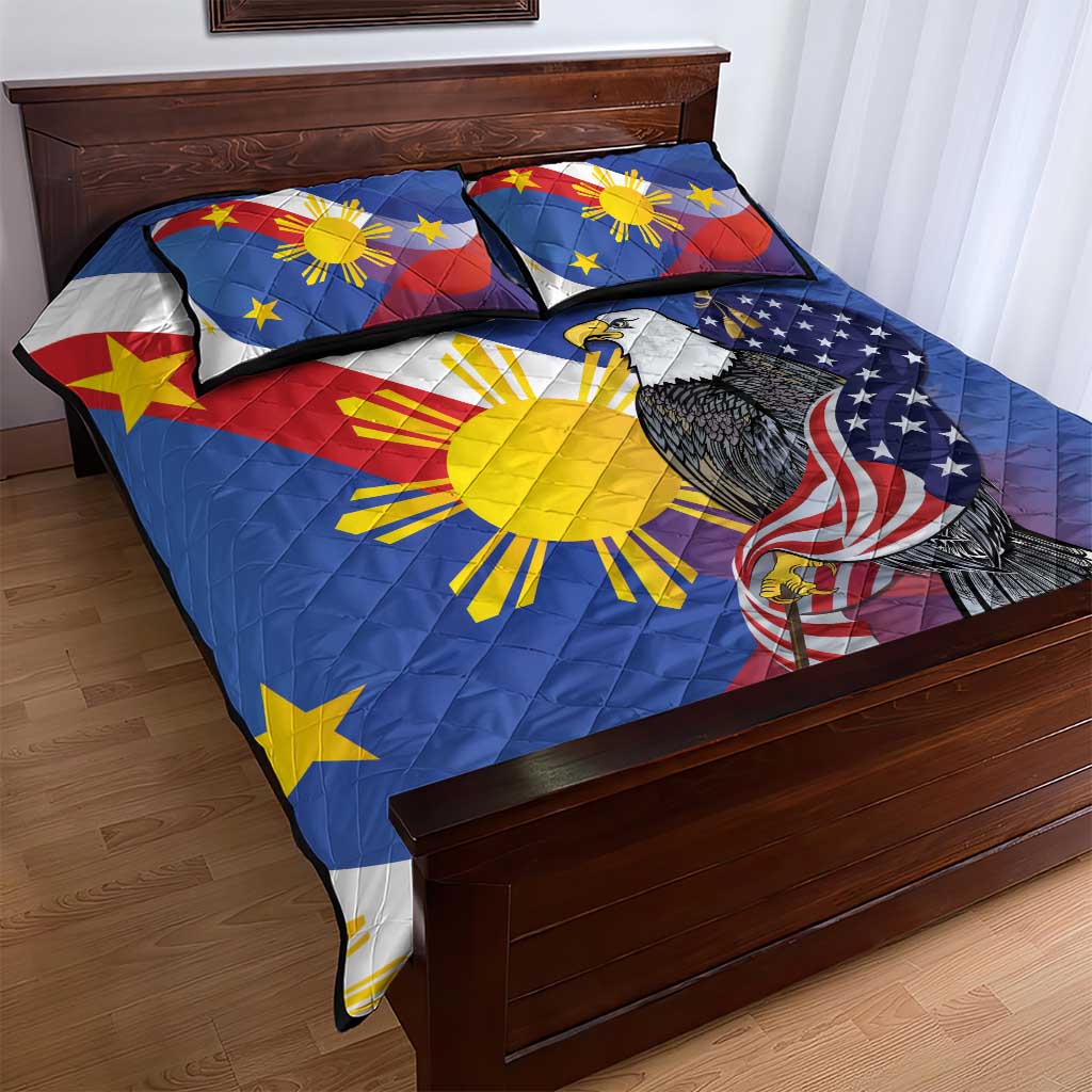 Personalized Filipino-American Quilt Bed Set Philippines Coat Of Arms with Bald Eagle LT9 - Polynesian Pride