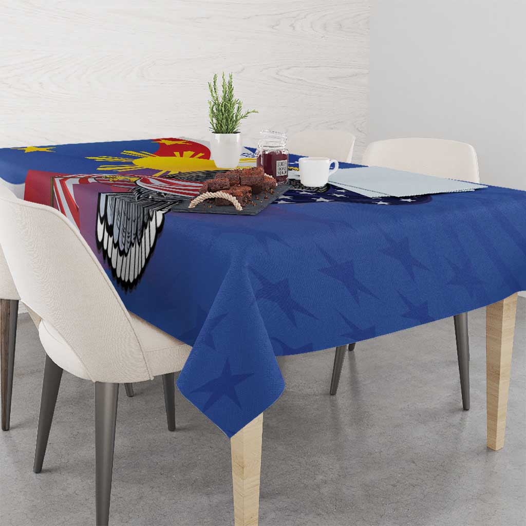 Personalized Filipino-American Tablecloth Philippines Coat Of Arms with Bald Eagle LT9 - Polynesian Pride