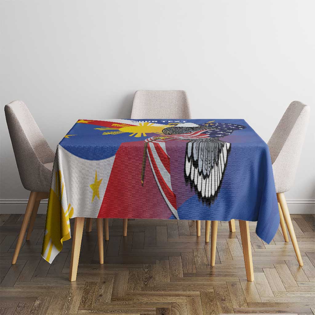 Personalized Filipino-American Tablecloth Philippines Coat Of Arms with Bald Eagle LT9 - Polynesian Pride