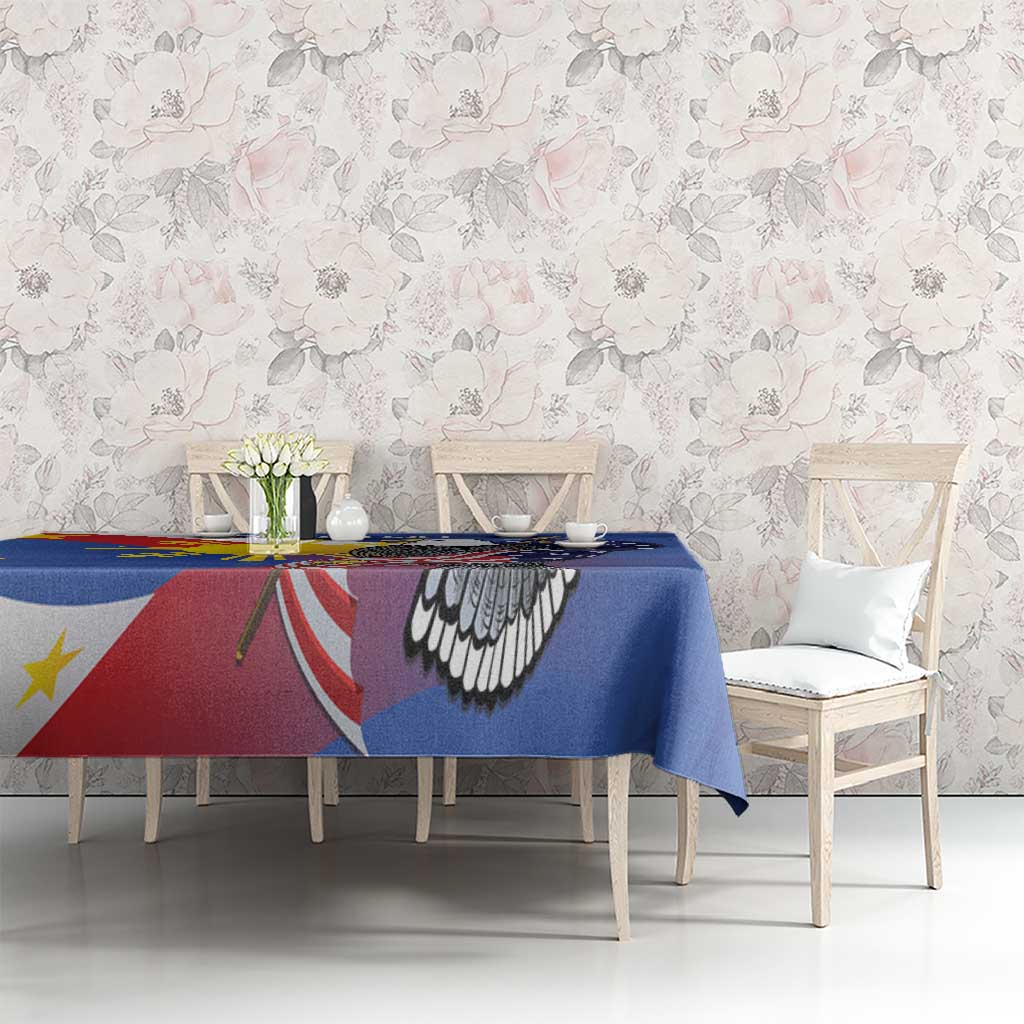 Personalized Filipino-American Tablecloth Philippines Coat Of Arms with Bald Eagle LT9 - Polynesian Pride
