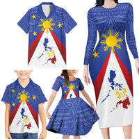 Personalized Pilipinas Eight-Rayed Sun Family Matching Long Sleeve Bodycon Dress and Hawaiian Shirt Philippines Map With Polynesian Style LT9 - Polynesian Pride
