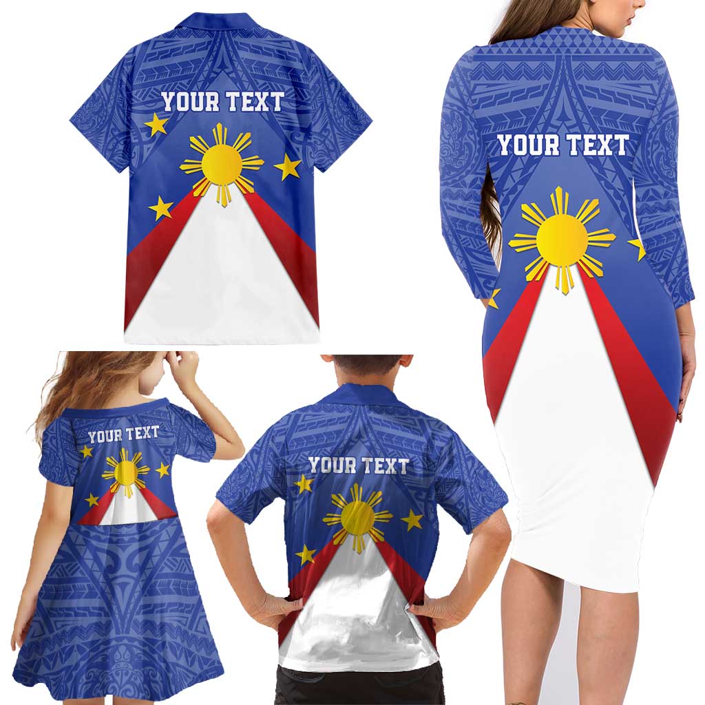 Personalized Pilipinas Eight-Rayed Sun Family Matching Long Sleeve Bodycon Dress and Hawaiian Shirt Philippines Map With Polynesian Style LT9 - Polynesian Pride