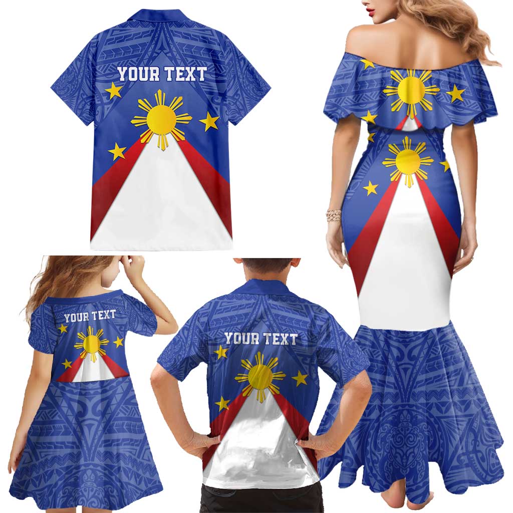 Personalized Pilipinas Eight-Rayed Sun Family Matching Mermaid Dress and Hawaiian Shirt Philippines Map With Polynesian Style LT9 - Polynesian Pride