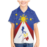 Personalized Pilipinas Eight-Rayed Sun Family Matching Mermaid Dress and Hawaiian Shirt Philippines Map With Polynesian Style LT9 Son's Shirt Blue - Polynesian Pride