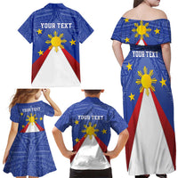 Personalized Pilipinas Eight-Rayed Sun Family Matching Off Shoulder Maxi Dress and Hawaiian Shirt Philippines Map With Polynesian Style LT9 - Polynesian Pride