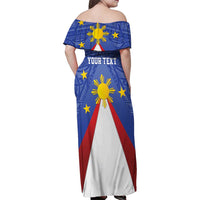 Personalized Pilipinas Eight-Rayed Sun Family Matching Off Shoulder Maxi Dress and Hawaiian Shirt Philippines Map With Polynesian Style LT9 - Polynesian Pride