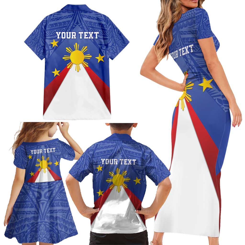 Personalized Pilipinas Eight-Rayed Sun Family Matching Short Sleeve Bodycon Dress and Hawaiian Shirt Philippines Map With Polynesian Style LT9 - Polynesian Pride