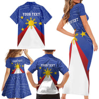 Personalized Pilipinas Eight-Rayed Sun Family Matching Short Sleeve Bodycon Dress and Hawaiian Shirt Philippines Map With Polynesian Style LT9 - Polynesian Pride