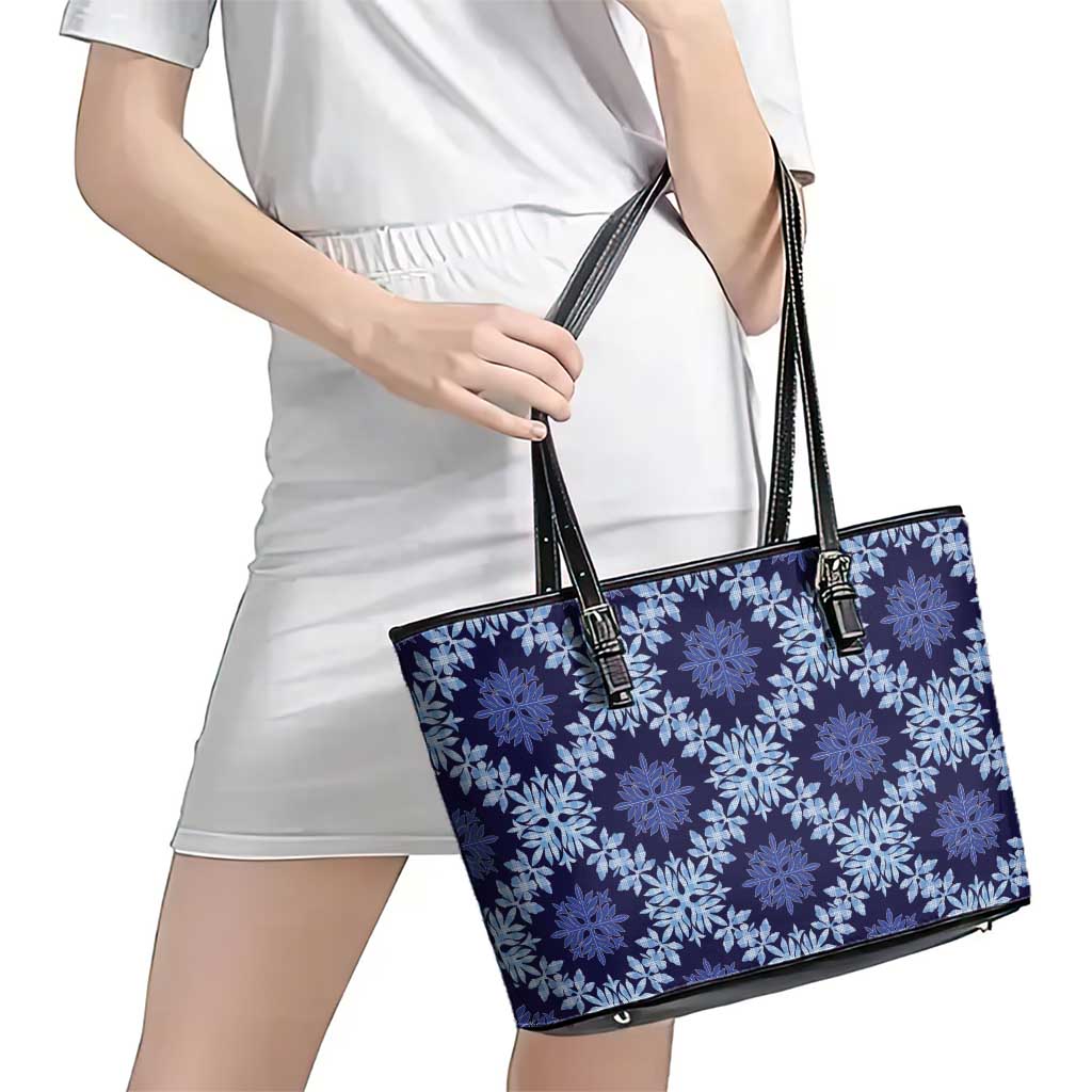 Palaka Hawaiian Quilt Seamless Pattern Leather Tote Bag - Polynesian Pride