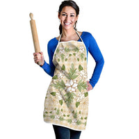 Squares Maile Leaf Apron Beige Palaka Hawaiian Quilt Pattern - Polynesian Pride