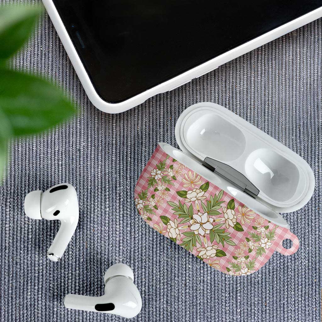 Squares Maile Leaf AirPods Case Pink Palaka Hawaiian Quilt Pattern - Polynesian Pride