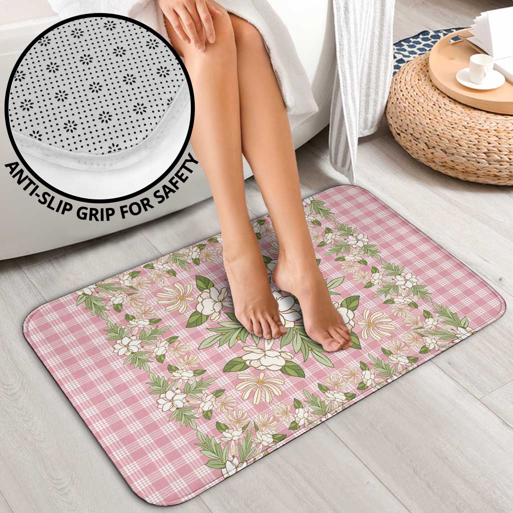 Squares Maile Leaf Bathroom Set Pink Palaka Hawaiian Quilt Pattern - Polynesian Pride
