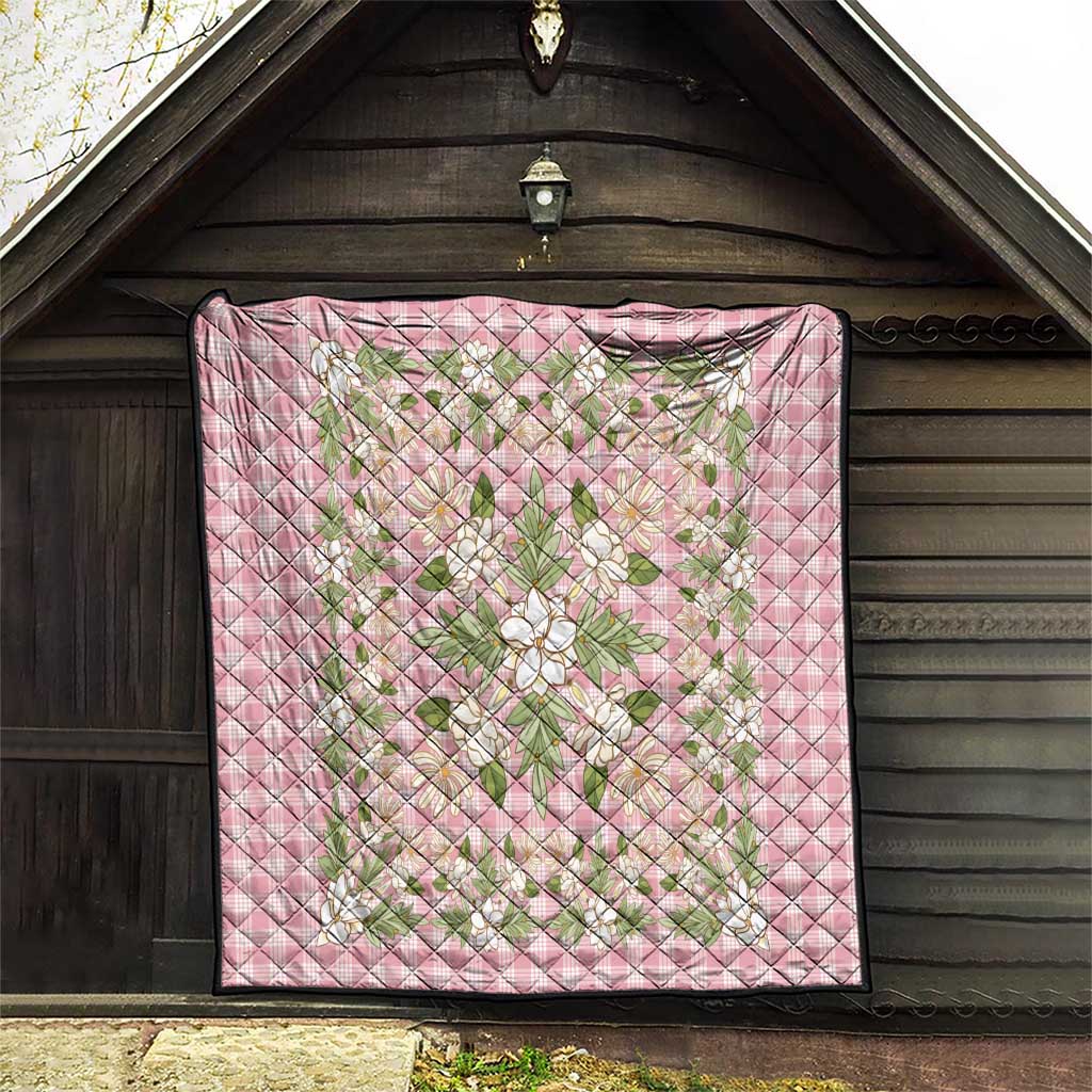 Squares Maile Leaf Quilt Pink Palaka Hawaiian Quilt Pattern - Polynesian Pride