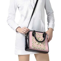 Squares Maile Leaf Shoulder Handbag Pink Palaka Hawaiian Quilt Pattern - Polynesian Pride