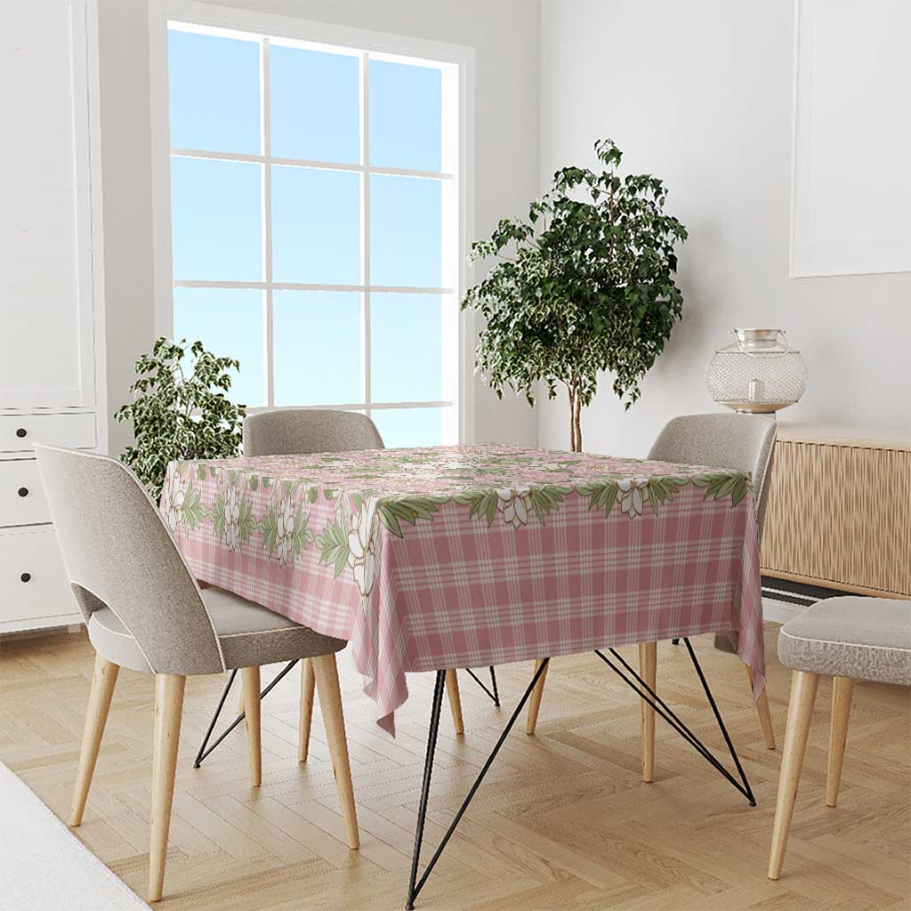 Squares Maile Leaf Tablecloth Pink Palaka Hawaiian Quilt Pattern - Polynesian Pride