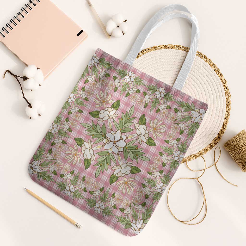 Squares Maile Leaf Tote Bag Pink Palaka Hawaiian Quilt Pattern - Polynesian Pride
