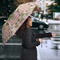 Squares Maile Leaf Umbrella Pink Palaka Hawaiian Quilt Pattern - Polynesian Pride