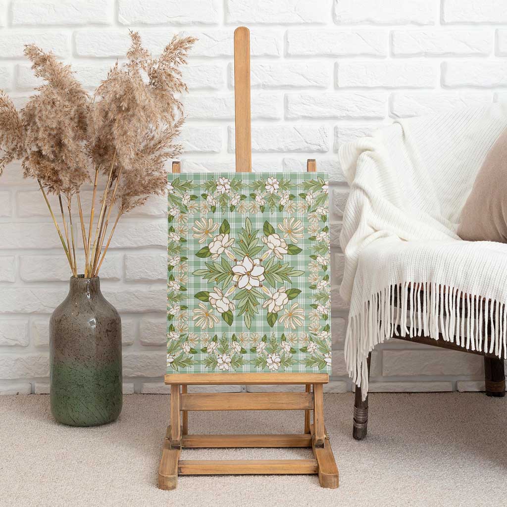 Squares Maile Leaf Canvas Wall Art Turquoise Palaka Hawaiian Quilt Pattern - Polynesian Pride