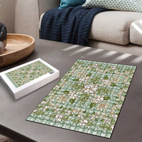 Squares Maile Leaf Puzzle Turquoise Palaka Hawaiian Quilt Pattern - Polynesian Pride