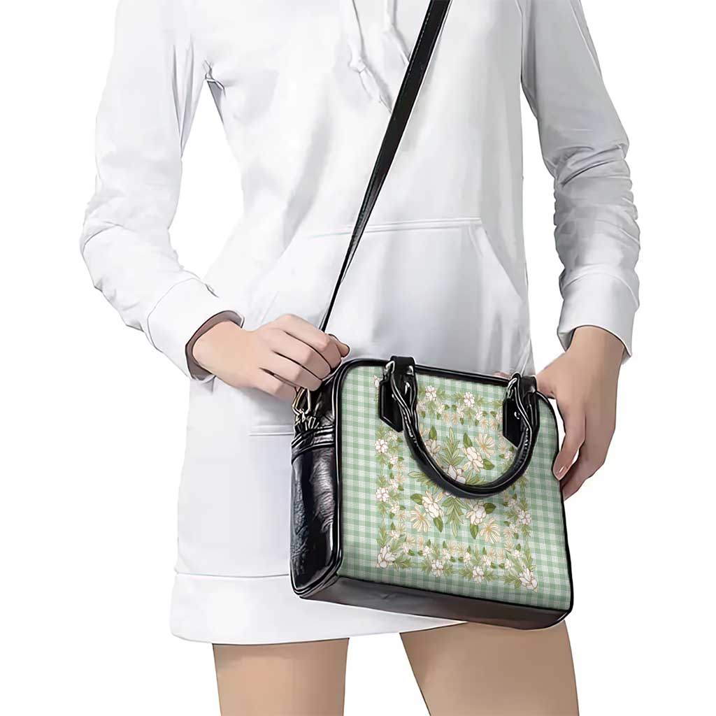 Squares Maile Leaf Shoulder Handbag Turquoise Palaka Hawaiian Quilt Pattern - Polynesian Pride