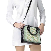 Squares Maile Leaf Shoulder Handbag Turquoise Palaka Hawaiian Quilt Pattern - Polynesian Pride
