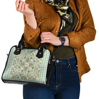 Squares Maile Leaf Shoulder Handbag Turquoise Palaka Hawaiian Quilt Pattern - Polynesian Pride