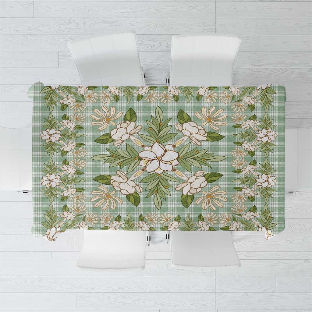 Squares Maile Leaf Tablecloth Turquoise Palaka Hawaiian Quilt Pattern - Polynesian Pride