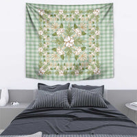 Squares Maile Leaf Tapestry Turquoise Palaka Hawaiian Quilt Pattern - Polynesian Pride