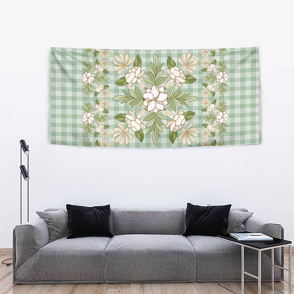 Squares Maile Leaf Tapestry Turquoise Palaka Hawaiian Quilt Pattern - Polynesian Pride