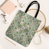 Squares Maile Leaf Tote Bag Turquoise Palaka Hawaiian Quilt Pattern - Polynesian Pride