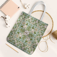 Squares Maile Leaf Tote Bag Turquoise Palaka Hawaiian Quilt Pattern - Polynesian Pride