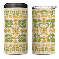 Squares Puakenikeni and Kalo 4 in 1 Can Cooler Tumbler Beige Palaka Hawaiian Quilt Pattern LT9 One Size: 16 oz Beige - Polynesian Pride