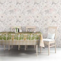 Squares Puakenikeni and Kalo Tablecloth Beige Palaka Hawaiian Quilt Pattern - Polynesian Pride