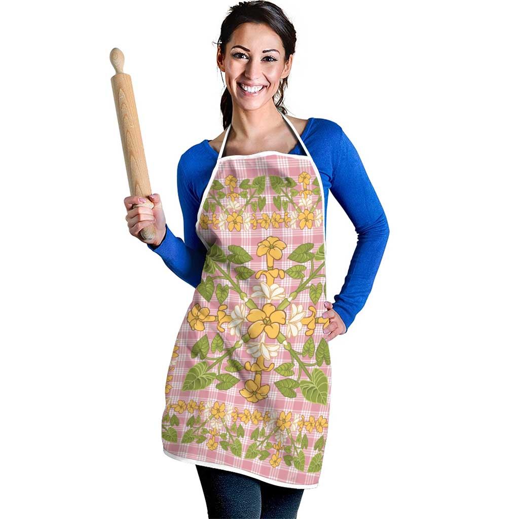 Squares Puakenikeni and Kalo Apron Pink Palaka Hawaiian Quilt Pattern - Polynesian Pride