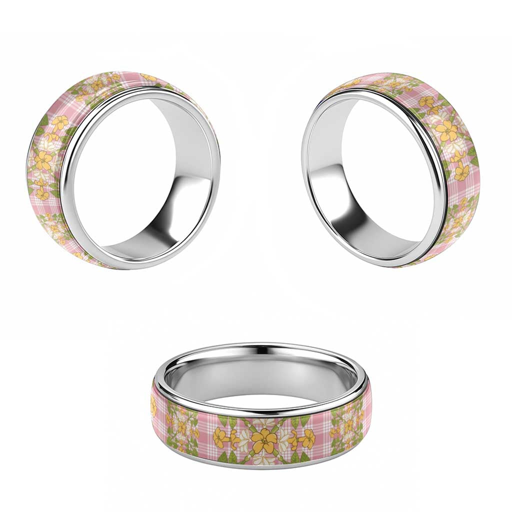 Squares Puakenikeni and Kalo Classic Ring Pink Palaka Hawaiian Quilt Pattern - Polynesian Pride