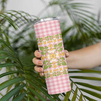 Squares Puakenikeni and Kalo Skinny Tumbler Pink Palaka Hawaiian Quilt Pattern LT9 - Polynesian Pride