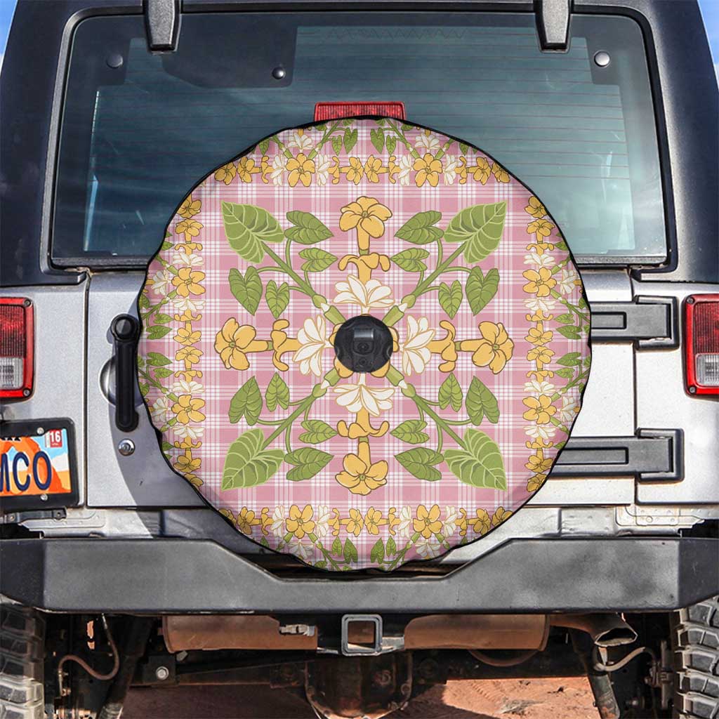 Squares Puakenikeni and Kalo Spare Tire Cover Pink Palaka Hawaiian Quilt Pattern LT9 Pink - Polynesian Pride
