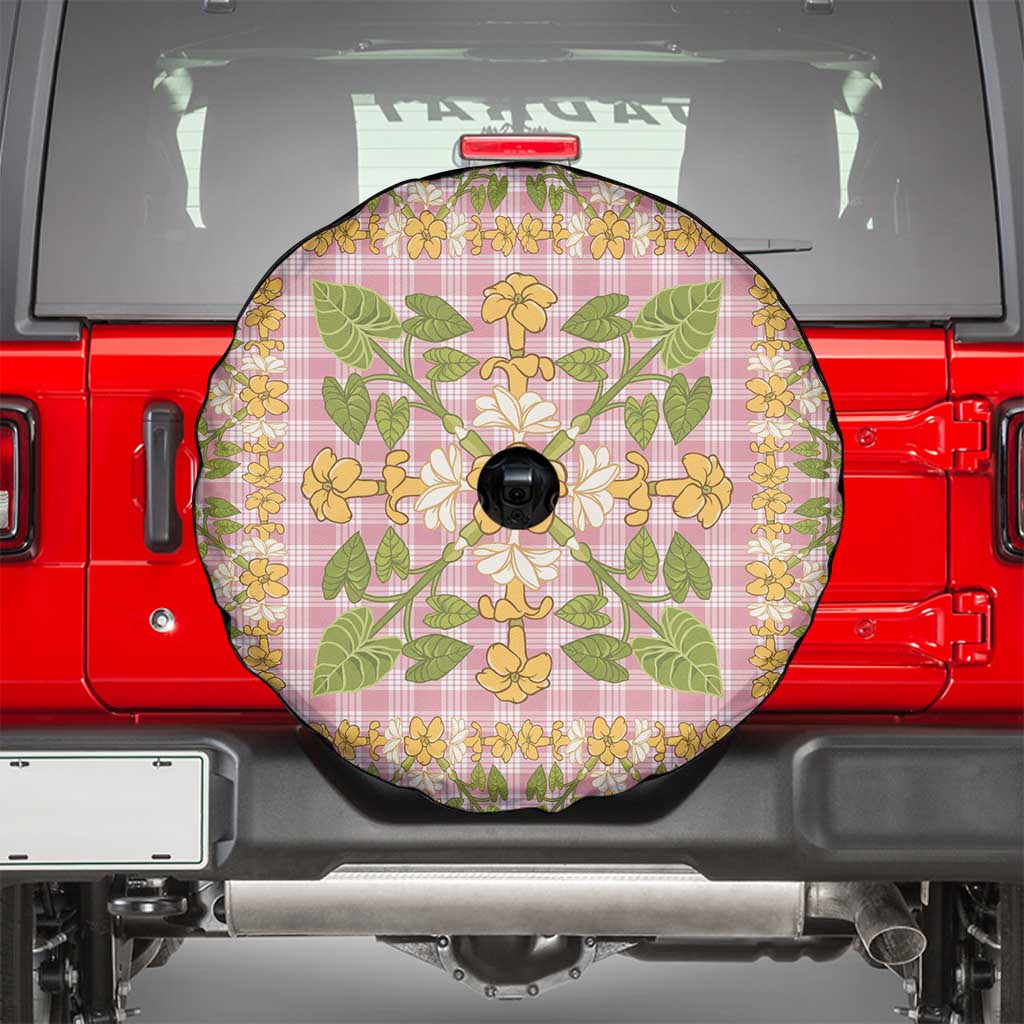 Squares Puakenikeni and Kalo Spare Tire Cover Pink Palaka Hawaiian Quilt Pattern LT9 - Polynesian Pride