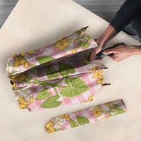 Squares Puakenikeni and Kalo Umbrella Pink Palaka Hawaiian Quilt Pattern - Polynesian Pride