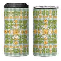 Squares Puakenikeni and Kalo 4 in 1 Can Cooler Tumbler Turquoise Palaka Hawaiian Quilt Pattern LT9 One Size: 16 oz Turquoise - Polynesian Pride