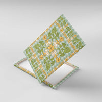 Squares Puakenikeni and Kalo Canvas Wall Art Turquoise Palaka Hawaiian Quilt Pattern - Polynesian Pride