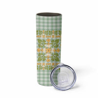 Squares Puakenikeni and Kalo Skinny Tumbler Turquoise Palaka Hawaiian Quilt Pattern LT9 - Polynesian Pride