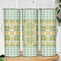 Squares Puakenikeni and Kalo Skinny Tumbler Turquoise Palaka Hawaiian Quilt Pattern LT9 - Polynesian Pride