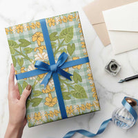 Squares Puakenikeni and Kalo Wrapping Paper Turquoise Palaka Hawaiian Quilt Pattern LT9 - Polynesian Pride
